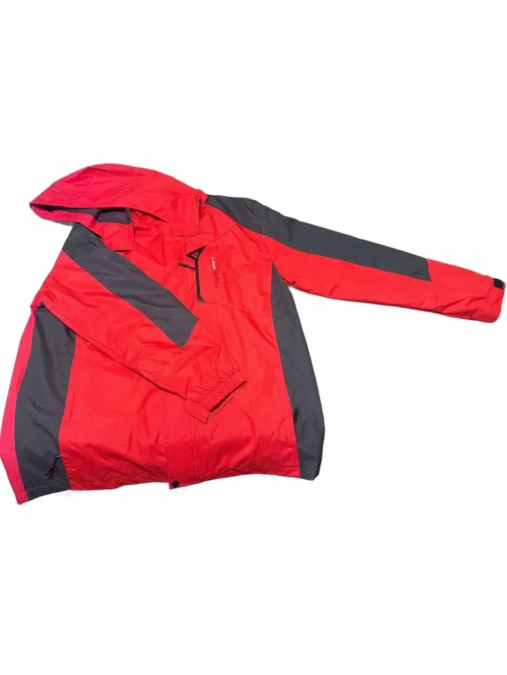 Tezo Mens Red Black Polyester Long Sleeve Windbreaker Hiking Rain Jacket (L)
